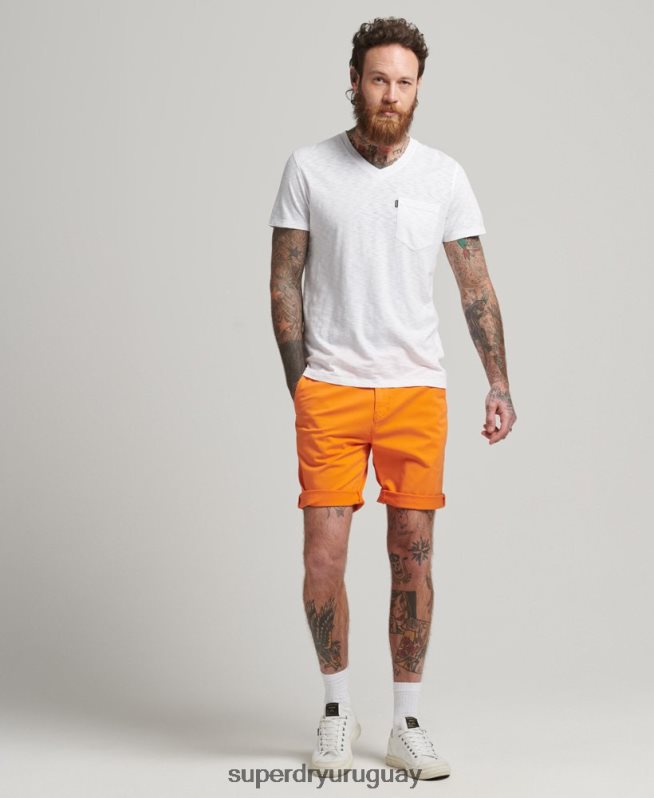 uy Superdry hombres camiseta de algodón orgánico con cuello de pico y bolsillo blanco DT2N8Z4916 ropa