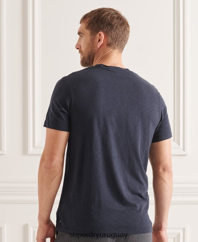 uy Superdry hombres camiseta de algodón orgánico con cuello redondo y bolsillo flameado Armada DT2N8Z4871 ropa