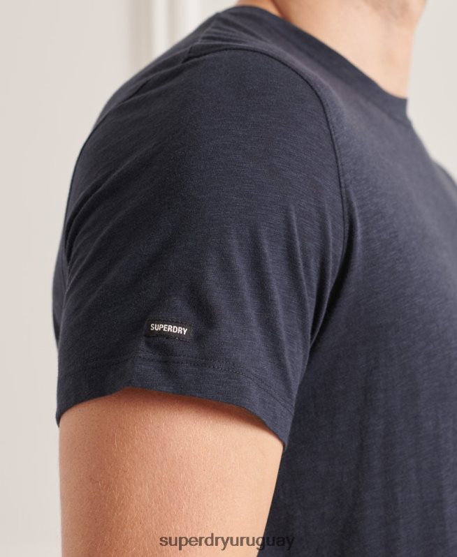 uy Superdry hombres camiseta de algodón orgánico con cuello redondo y bolsillo flameado Armada DT2N8Z4871 ropa
