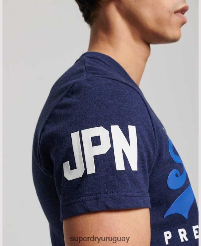 uy Superdry hombres camiseta de algodón orgánico con logo gráfico clásico azul oscuro DT2N8Z6358 ropa
