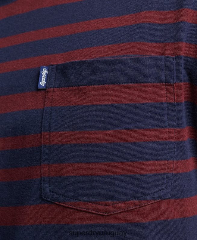 uy Superdry hombres camiseta de algodón orgánico con rayas del logo Armada DT2N8Z4825 ropa