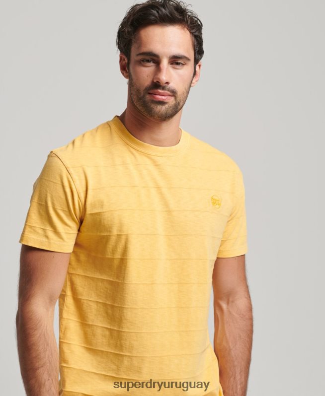 uy Superdry hombres camiseta de algodón orgánico con textura vintage amarillo DT2N8Z34 ropa