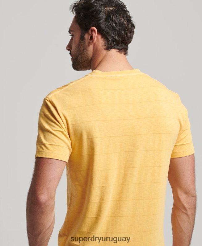 uy Superdry hombres camiseta de algodón orgánico con textura vintage amarillo DT2N8Z34 ropa