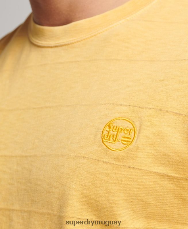 uy Superdry hombres camiseta de algodón orgánico con textura vintage amarillo DT2N8Z34 ropa