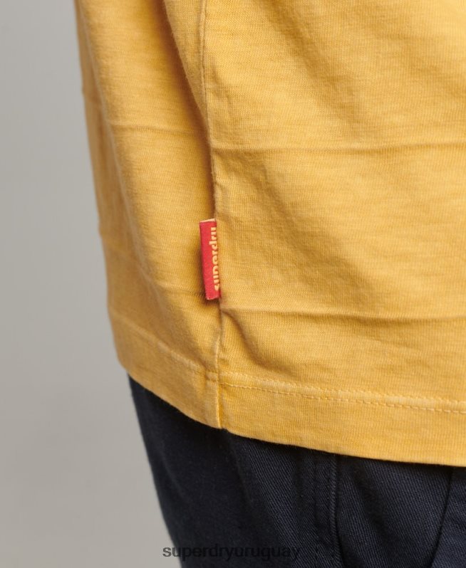 uy Superdry hombres camiseta de algodón orgánico con textura vintage amarillo DT2N8Z34 ropa