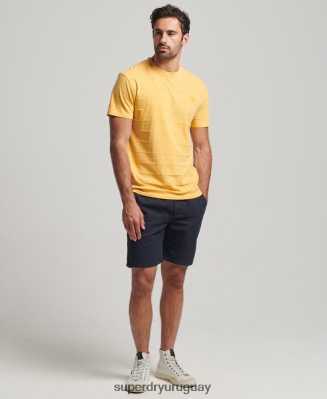 uy Superdry hombres camiseta de algodón orgánico con textura vintage amarillo DT2N8Z34 ropa