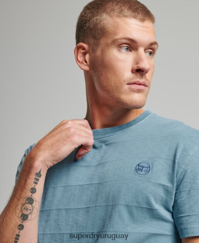 uy Superdry hombres camiseta de algodón orgánico con textura vintage azul DT2N8Z48 ropa