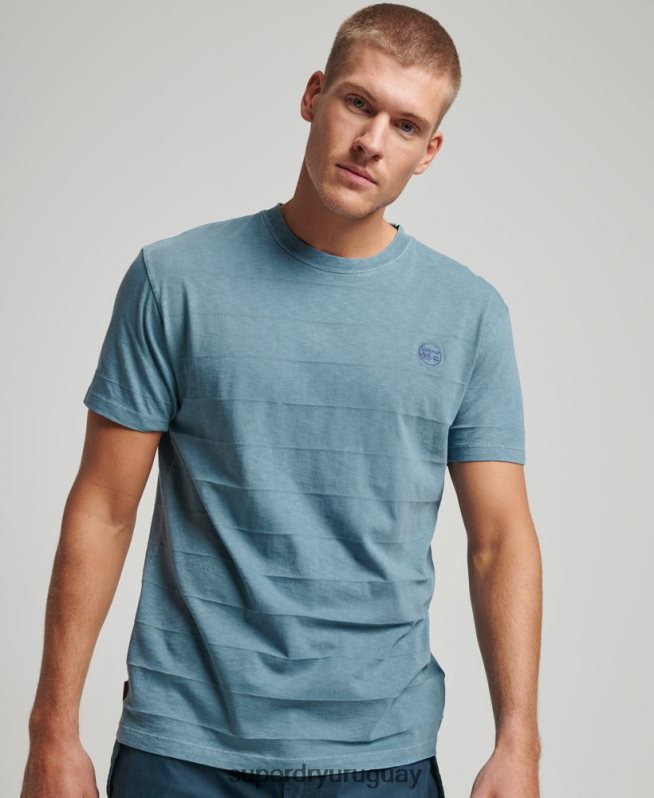 uy Superdry hombres camiseta de algodón orgánico con textura vintage azul DT2N8Z48 ropa