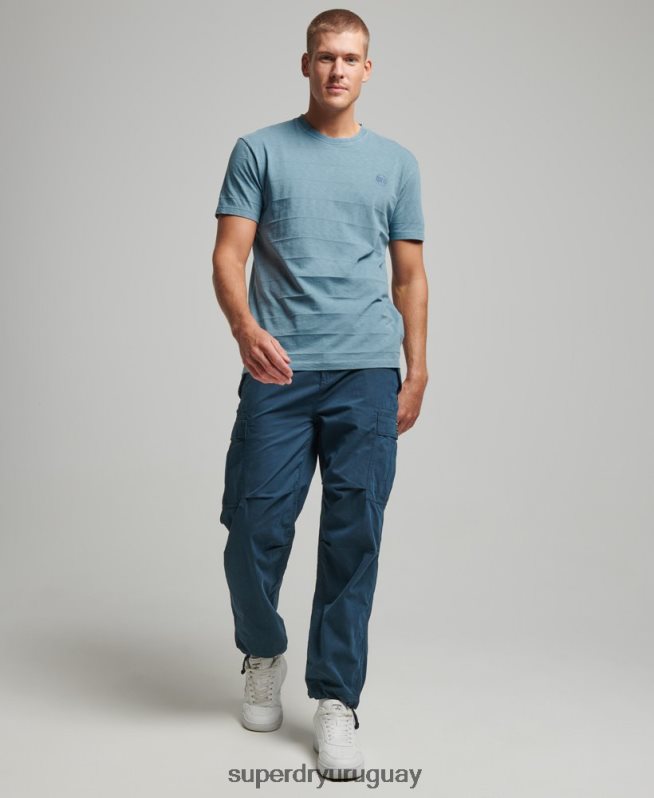 uy Superdry hombres camiseta de algodón orgánico con textura vintage azul DT2N8Z48 ropa