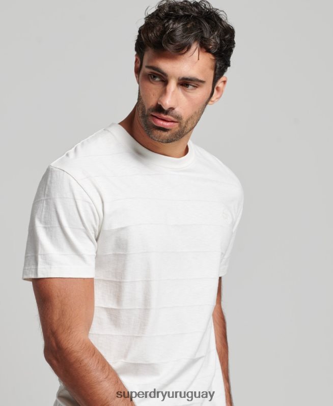 uy Superdry hombres camiseta de algodón orgánico con textura vintage blanco DT2N8Z10 ropa