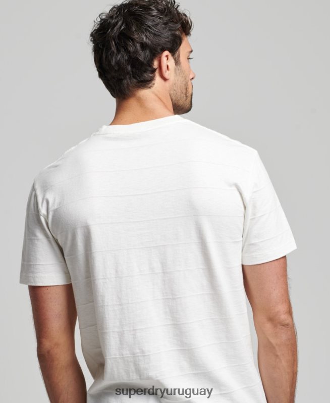 uy Superdry hombres camiseta de algodón orgánico con textura vintage blanco DT2N8Z10 ropa