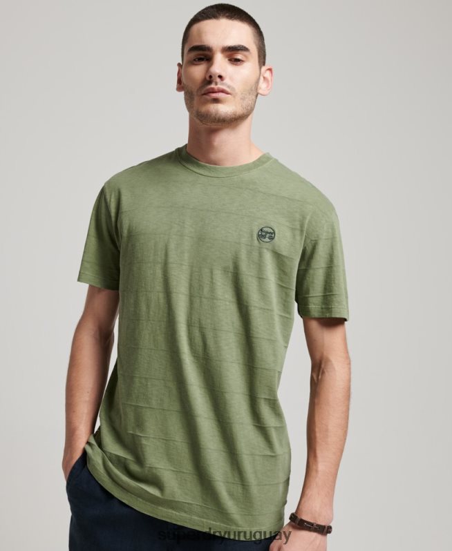 uy Superdry hombres camiseta de algodón orgánico con textura vintage caqui DT2N8Z121 ropa