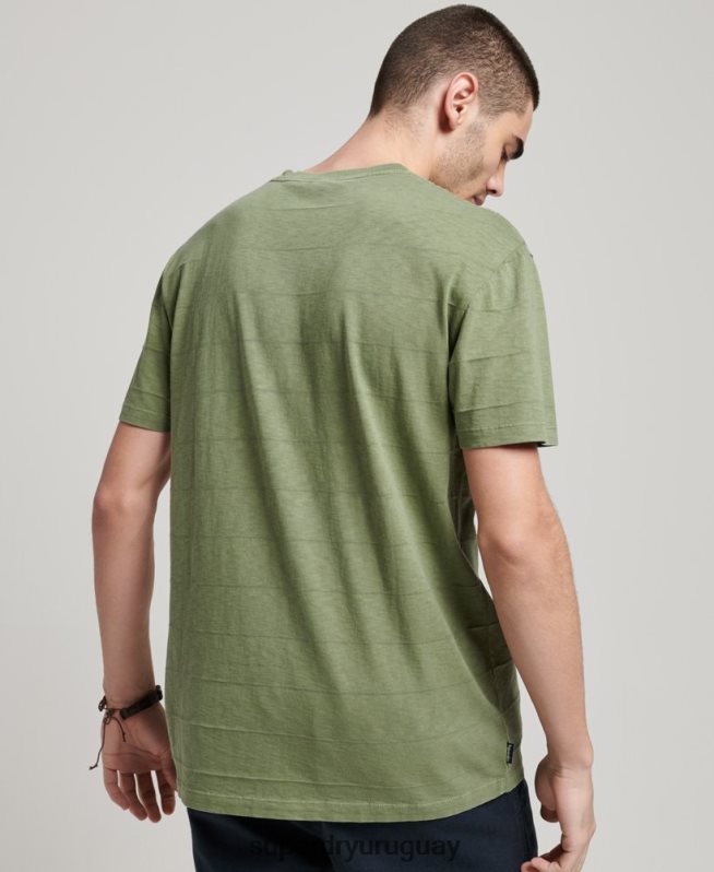 uy Superdry hombres camiseta de algodón orgánico con textura vintage caqui DT2N8Z121 ropa