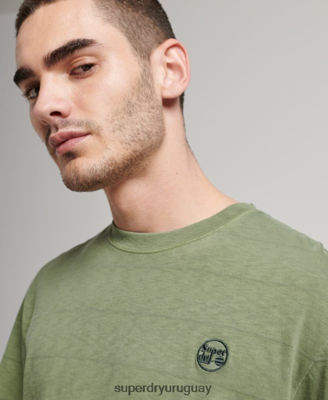 uy Superdry hombres camiseta de algodón orgánico con textura vintage caqui DT2N8Z121 ropa