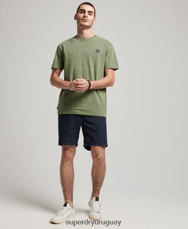 uy Superdry hombres camiseta de algodón orgánico con textura vintage caqui DT2N8Z121 ropa