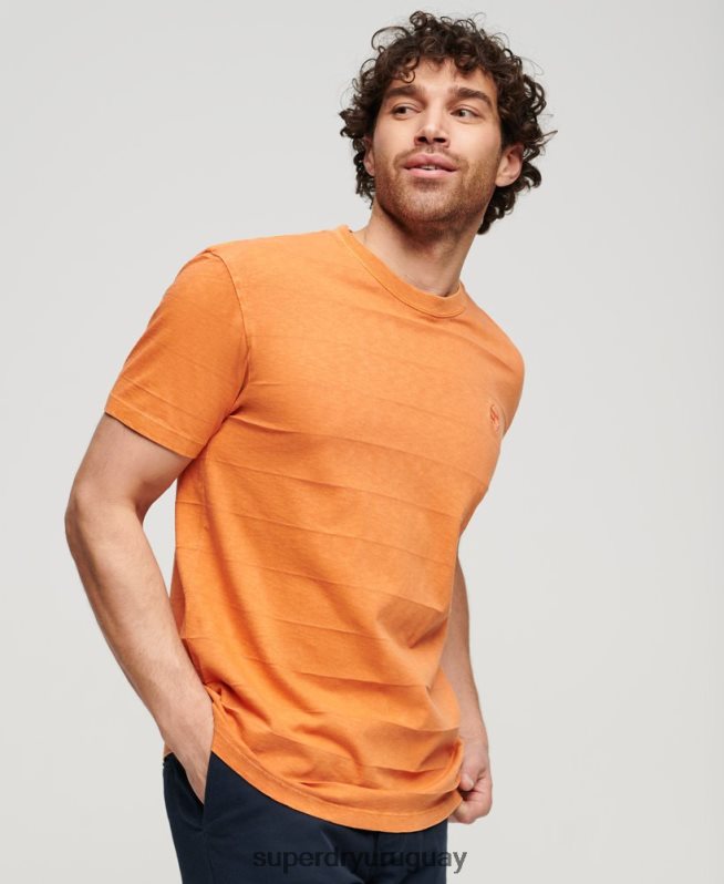 uy Superdry hombres camiseta de algodón orgánico con textura vintage naranja DT2N8Z21 ropa
