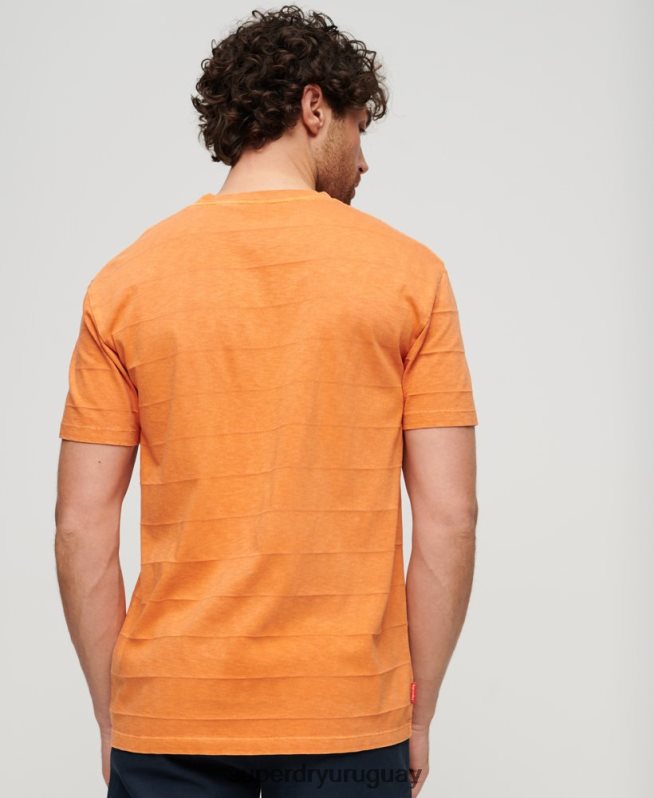 uy Superdry hombres camiseta de algodón orgánico con textura vintage naranja DT2N8Z21 ropa