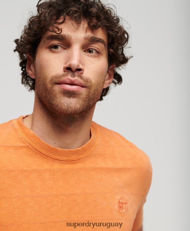 uy Superdry hombres camiseta de algodón orgánico con textura vintage naranja DT2N8Z21 ropa