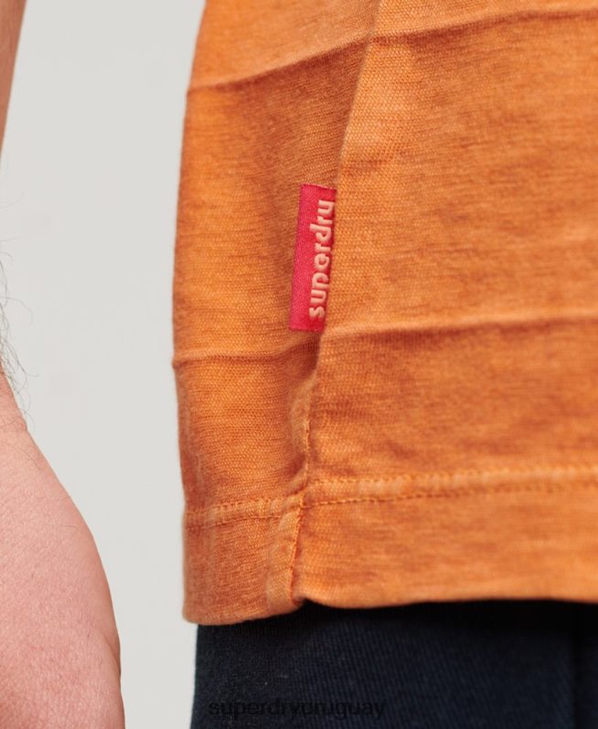 uy Superdry hombres camiseta de algodón orgánico con textura vintage naranja DT2N8Z21 ropa