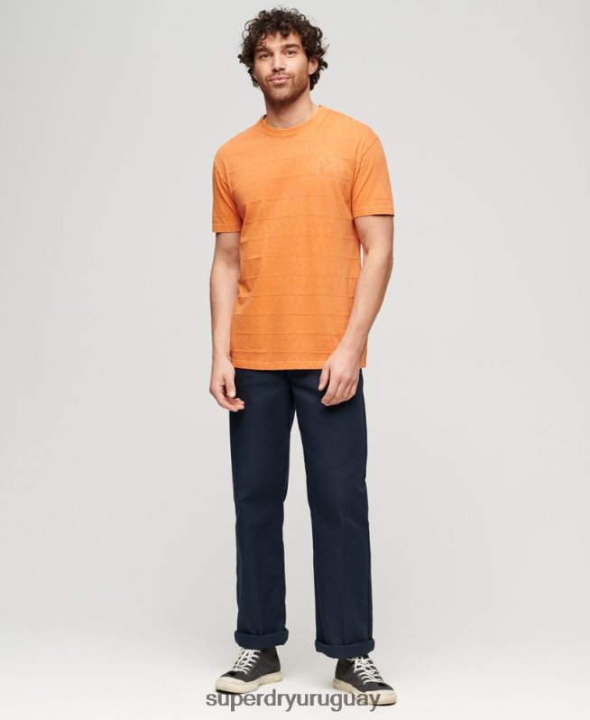 uy Superdry hombres camiseta de algodón orgánico con textura vintage naranja DT2N8Z21 ropa