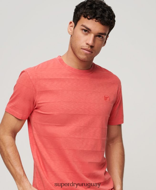 uy Superdry hombres camiseta de algodón orgánico con textura vintage rosa DT2N8Z31 ropa