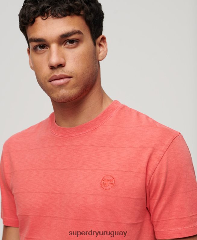 uy Superdry hombres camiseta de algodón orgánico con textura vintage rosa DT2N8Z31 ropa