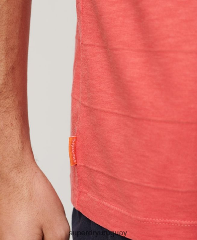 uy Superdry hombres camiseta de algodón orgánico con textura vintage rosa DT2N8Z31 ropa