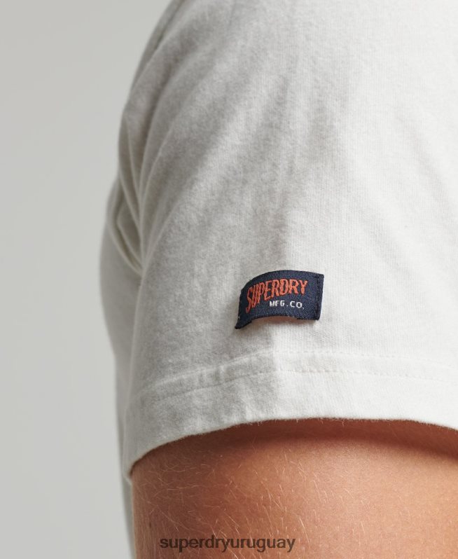 uy Superdry hombres camiseta de auto industrial vintage crema DT2N8Z6 ropa