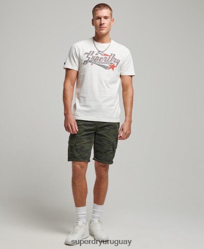 uy Superdry hombres camiseta de auto industrial vintage crema DT2N8Z6 ropa
