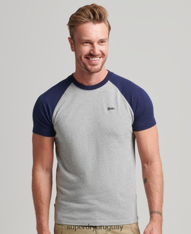 uy Superdry hombres camiseta de béisbol con logo esencial de algodón orgánico Armada DT2N8Z4868 ropa