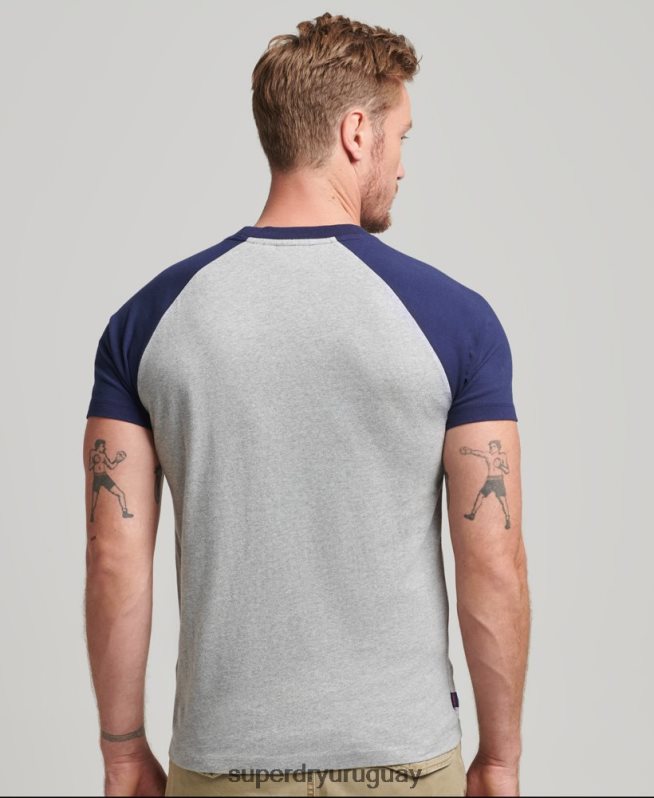 uy Superdry hombres camiseta de béisbol con logo esencial de algodón orgánico Armada DT2N8Z4868 ropa