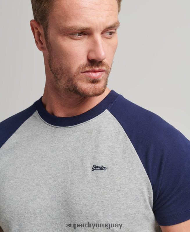 uy Superdry hombres camiseta de béisbol con logo esencial de algodón orgánico Armada DT2N8Z4868 ropa