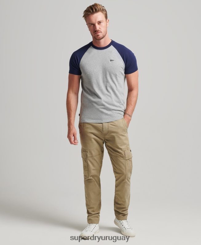 uy Superdry hombres camiseta de béisbol con logo esencial de algodón orgánico Armada DT2N8Z4868 ropa