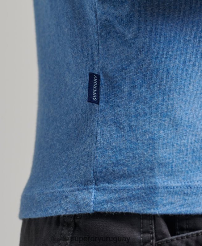 uy Superdry hombres camiseta de béisbol con logo esencial de algodón orgánico azul DT2N8Z4907 ropa