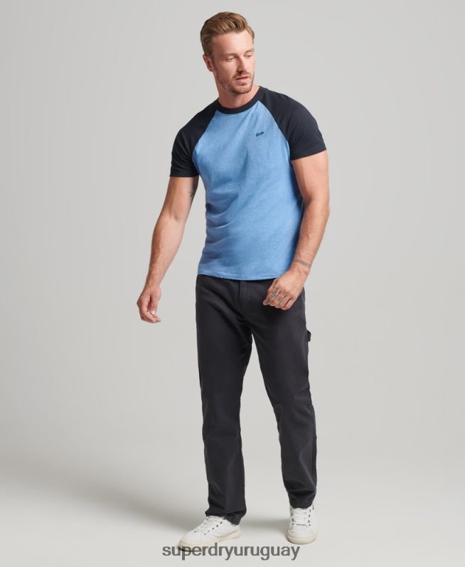 uy Superdry hombres camiseta de béisbol con logo esencial de algodón orgánico azul DT2N8Z4907 ropa