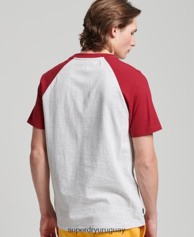 uy Superdry hombres camiseta de béisbol con logo esencial de algodón orgánico gris claro DT2N8Z4816 ropa