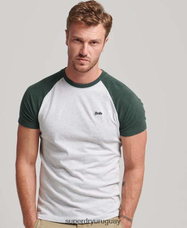 uy Superdry hombres camiseta de béisbol con logo esencial de algodón orgánico verde DT2N8Z4903 ropa