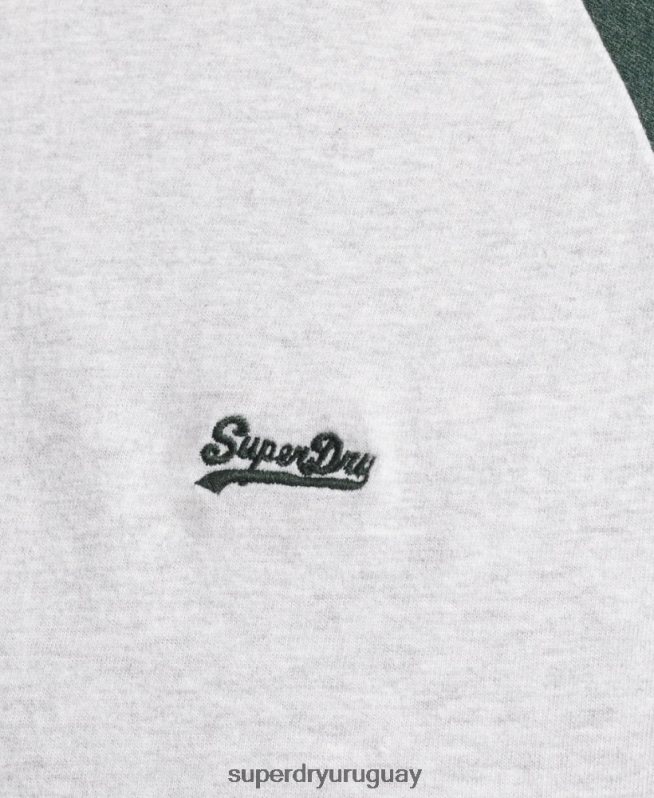 uy Superdry hombres camiseta de béisbol con logo esencial de algodón orgánico verde DT2N8Z4903 ropa