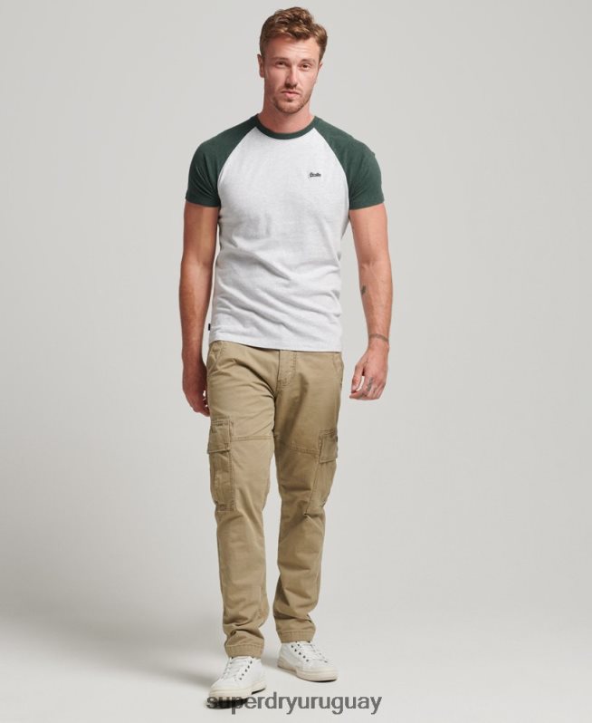 uy Superdry hombres camiseta de béisbol con logo esencial de algodón orgánico verde DT2N8Z4903 ropa