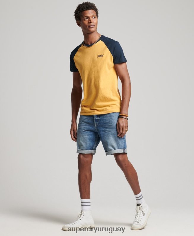 uy Superdry hombres camiseta de béisbol de algodón orgánico amarillo DT2N8Z4805 ropa