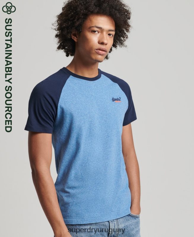uy Superdry hombres camiseta de béisbol de algodón orgánico azul DT2N8Z4924 ropa