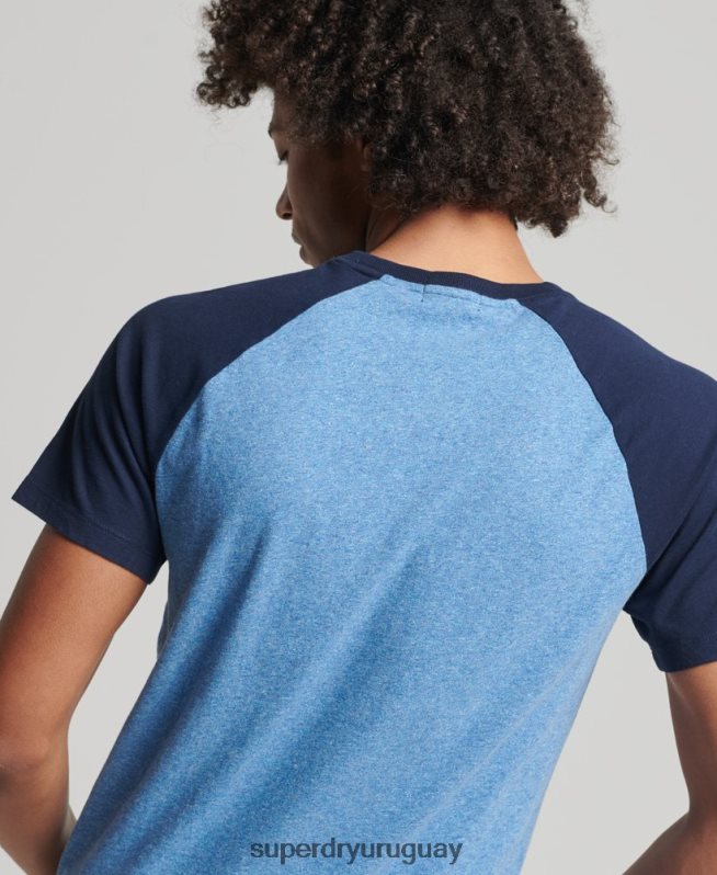 uy Superdry hombres camiseta de béisbol de algodón orgánico azul DT2N8Z4924 ropa