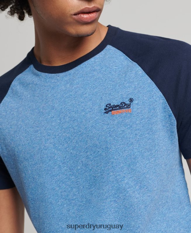 uy Superdry hombres camiseta de béisbol de algodón orgánico azul DT2N8Z4924 ropa