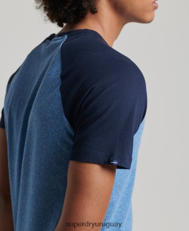 uy Superdry hombres camiseta de béisbol de algodón orgánico azul DT2N8Z4924 ropa