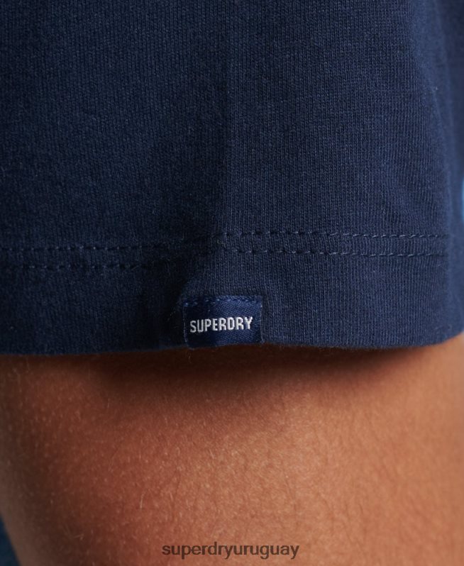 uy Superdry hombres camiseta de béisbol de algodón orgánico azul DT2N8Z4924 ropa
