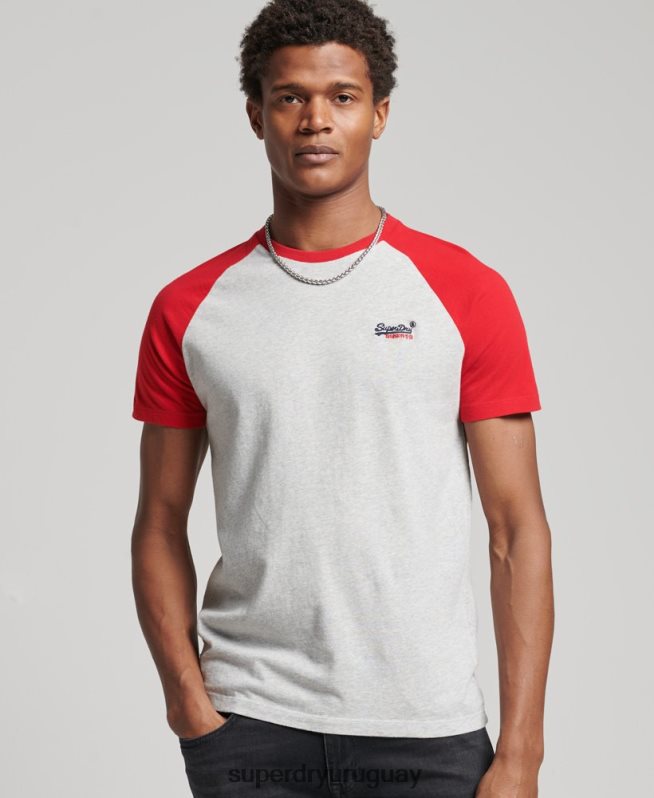 uy Superdry hombres camiseta de béisbol de algodón orgánico gris claro DT2N8Z4870 ropa