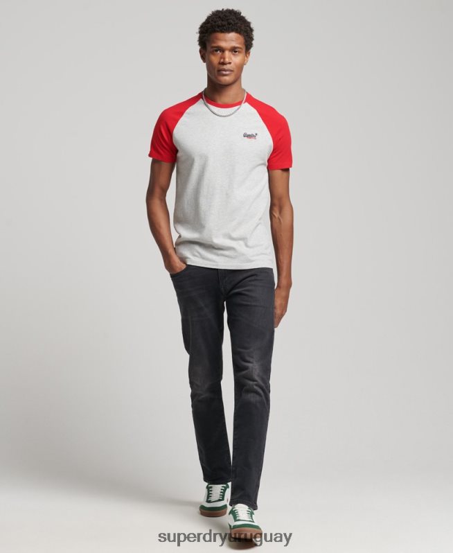 uy Superdry hombres camiseta de béisbol de algodón orgánico gris claro DT2N8Z4870 ropa