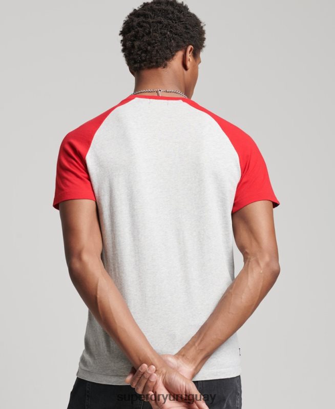 uy Superdry hombres camiseta de béisbol de algodón orgánico gris claro DT2N8Z4870 ropa