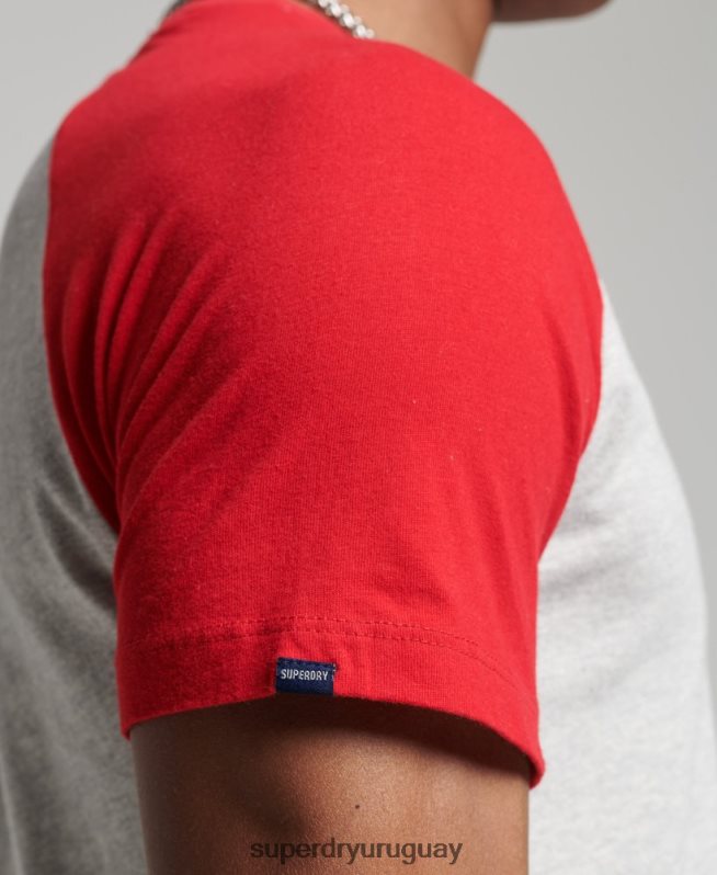 uy Superdry hombres camiseta de béisbol de algodón orgánico gris claro DT2N8Z4870 ropa