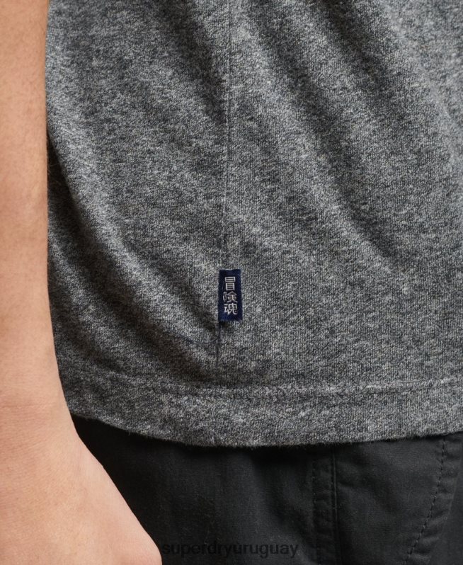 uy Superdry hombres camiseta de béisbol de algodón orgánico gris oscuro DT2N8Z4858 ropa